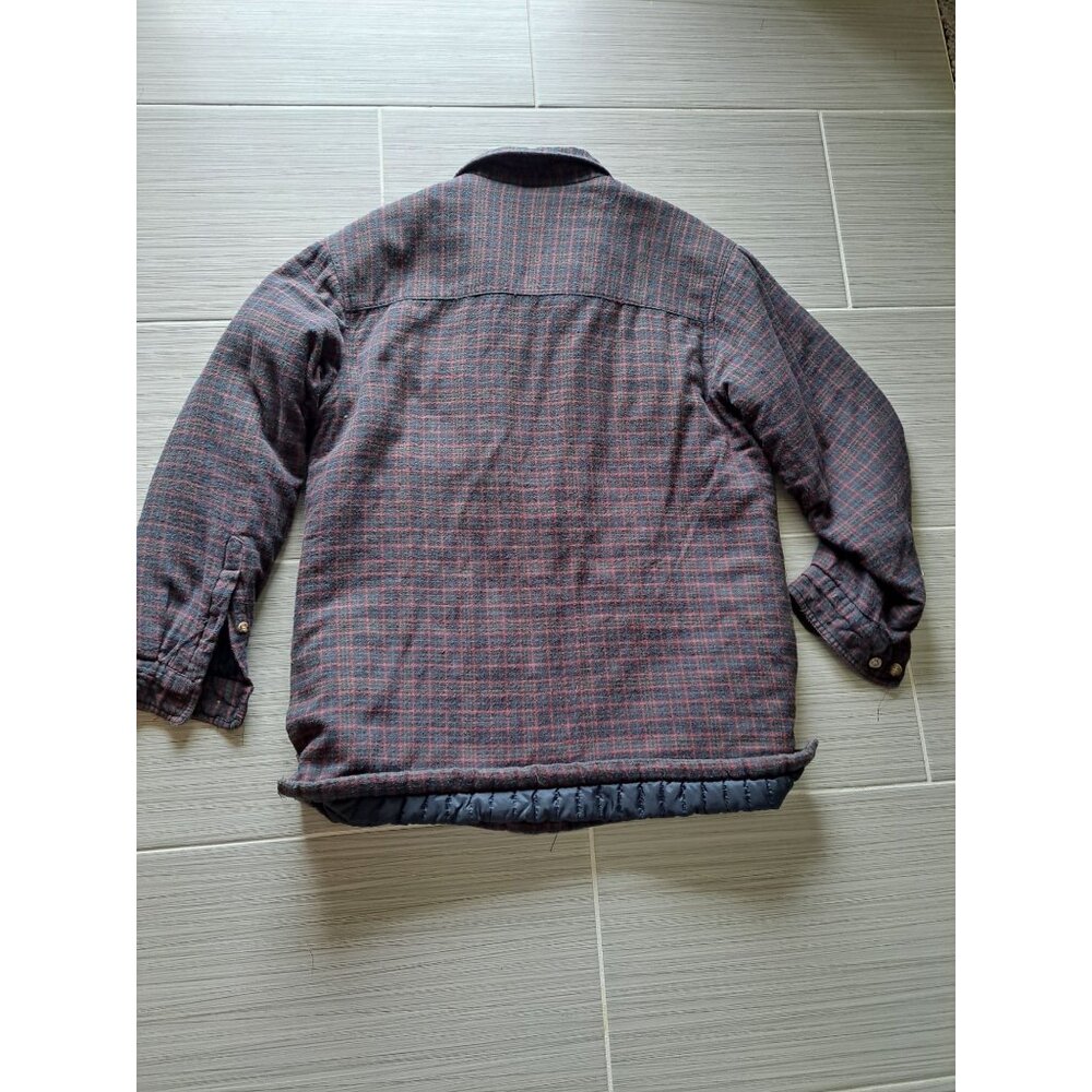 Vtg Plaid Quilted Flannel Jacket Blue & Red Cotton Men's M Shacket Winter Grunge - Picture 10 of 11